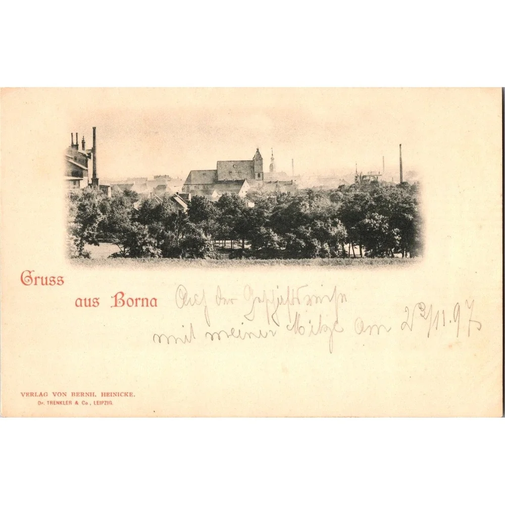 Vintage‎ Gruss aus Borna German Postcard by Bernh. Heinicke Leipzig